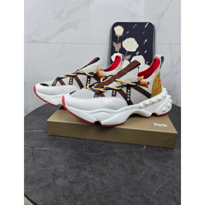 Christian Louboutin Multicolor Bubble‑Sole Lace‑Up Chunky Sneakers Red Lining