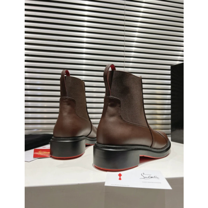 Christian Louboutin Brown Leather Chelsea Ankle Boots