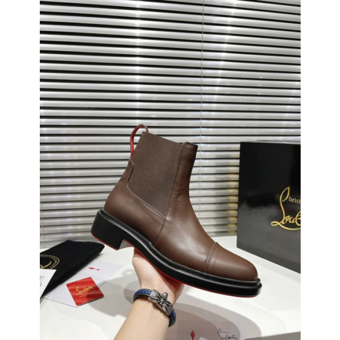 Christian Louboutin Brown Leather Chelsea Ankle Boots