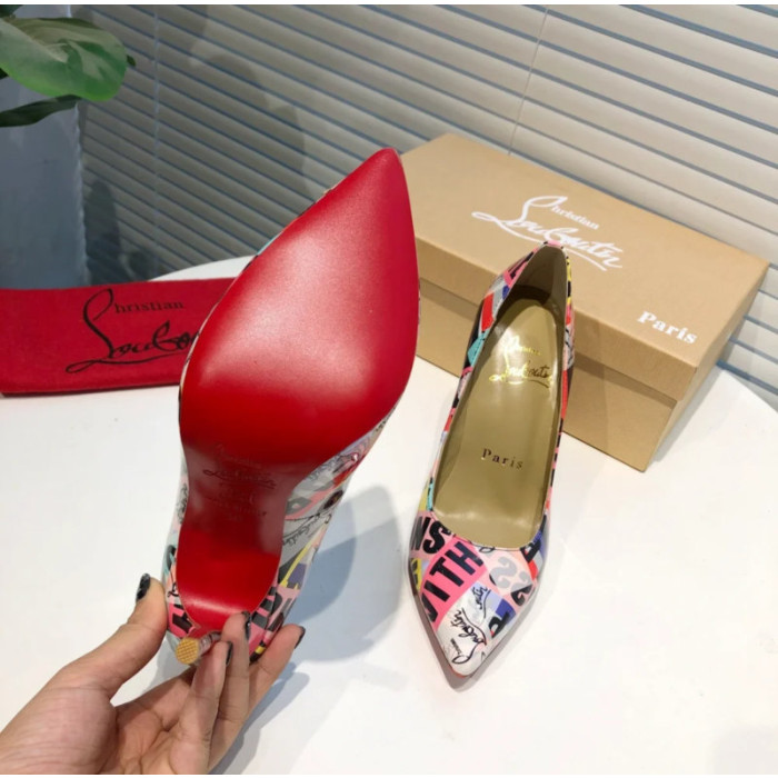 Christian Louboutin Graffiti‑Print Pointed Toe 100mm Stiletto heel Pumps