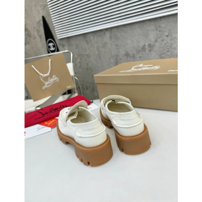 Christian Louboutin White Patent Leather Chunky Loafer