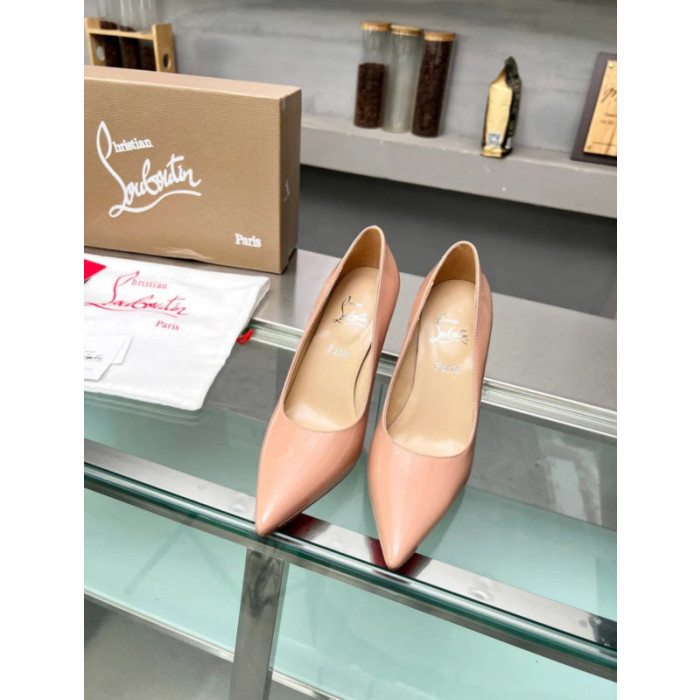 Christian Louboutin Nude Patent Leather Pointed‑Toe 120mm High Heel Pumps