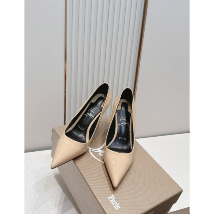 Christian Louboutin Nude Patent Leather 85mm Stiletto Heel Pointed‑Toe Pumps