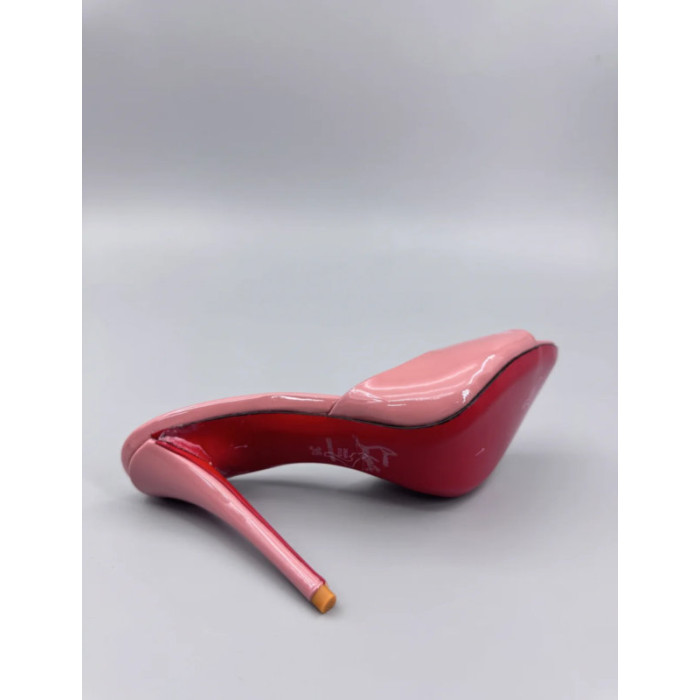 Christian Louboutin Pink Patent Leather 100mm Peep‑Toe Stiletto Heel Mules