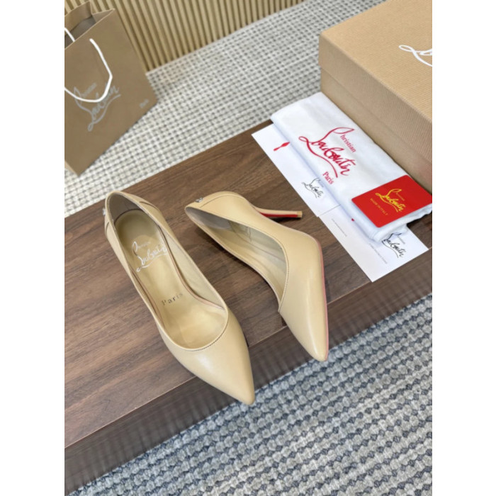 Christian Louboutin Beige Leather 85mm Sporty Kate Pointed Toe Stiletto Heel Pumps