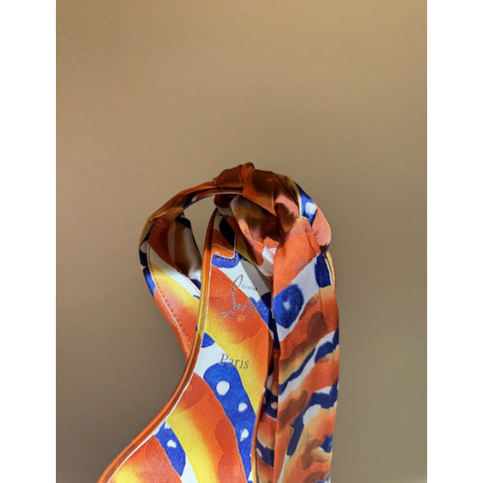 Christian Louboutin Abstract‑Print Satin 100mm Stiletto Heel Wrap‑Tie Sandals