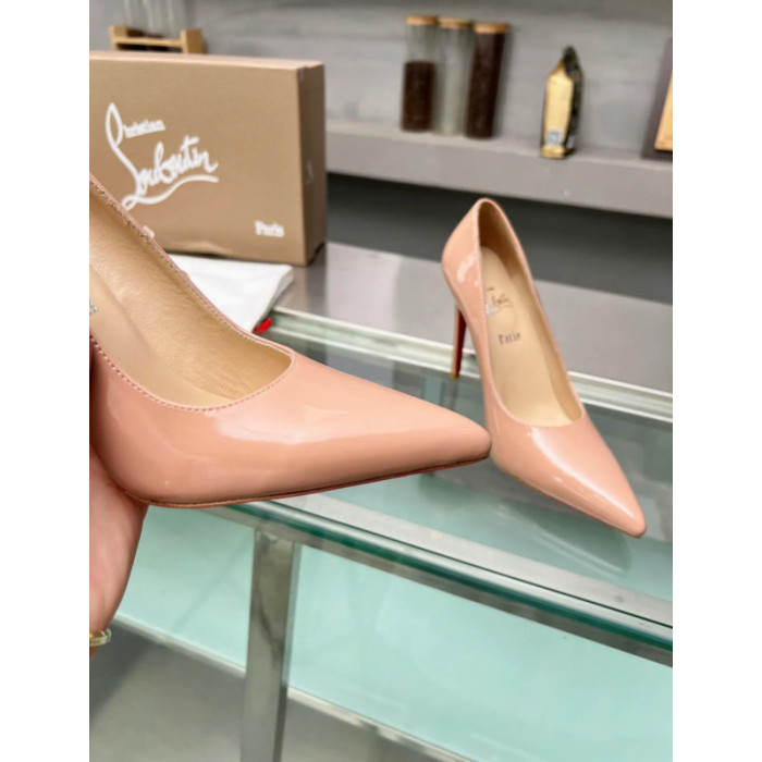 Christian Louboutin Nude Patent Leather Pointed‑Toe 120mm High Heel Pumps