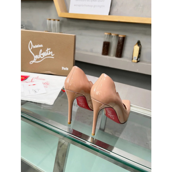 Christian Louboutin Nude Patent Scalloped 100mm heel Pump