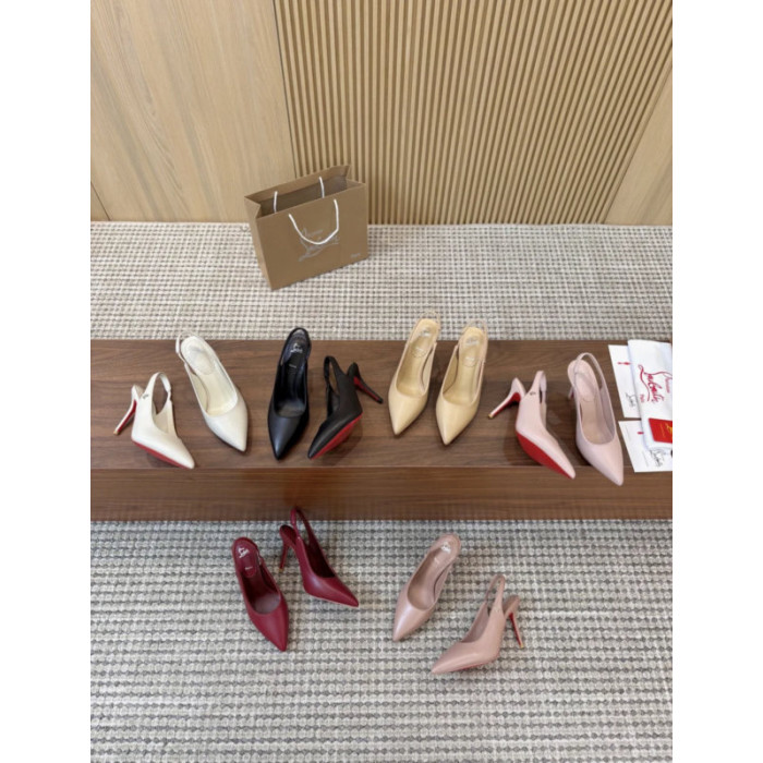 Christian Louboutin Black Leather 85mm Pointed Toe Slingback Pumps