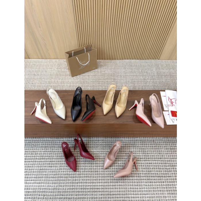 Christian Louboutin Burgundy Leather 85mm Pointed Toe Slingback Pumps