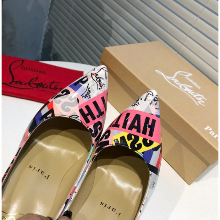 Christian Louboutin Graffiti‑Print Pointed Toe 100mm Stiletto heel Pumps
