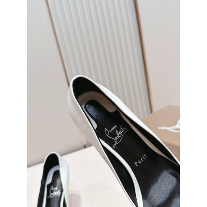 Christian Louboutin White Patent Leather 85mm Stiletto Heel Pointed‑Toe Pumps