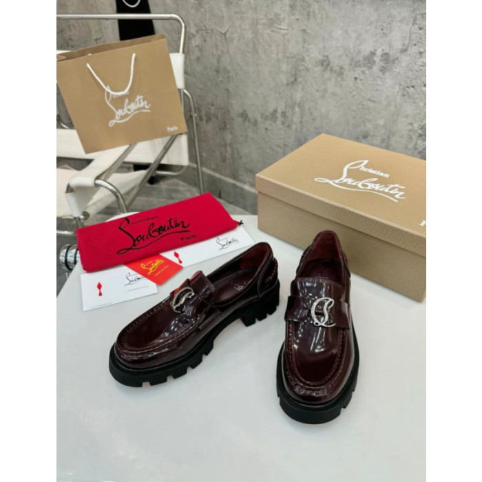 Christian Louboutin Burgundy Patent Leather Chunky Loafer