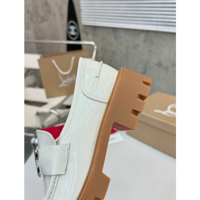 Christian Louboutin White Patent Leather Chunky Loafer