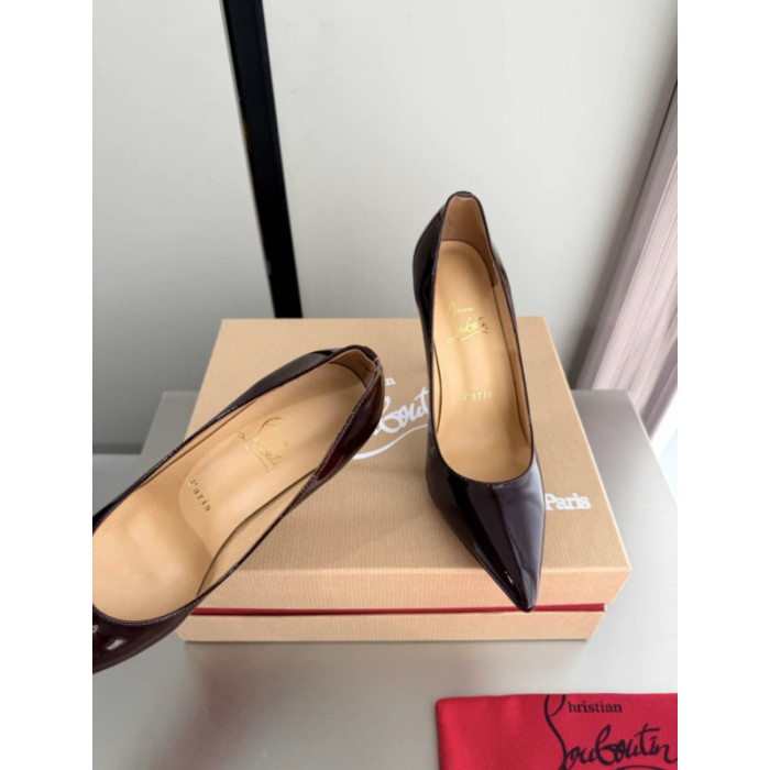 Christian Louboutin Burgundy Patent Leather 100mm Stiletto Heel Kate Pumps
