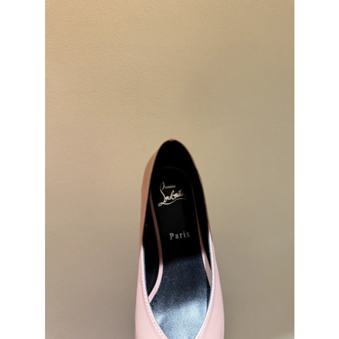 Christian Louboutin Pink Patent 55mm Metal‑Tip Pointed Toe Kitten Heel Pumps