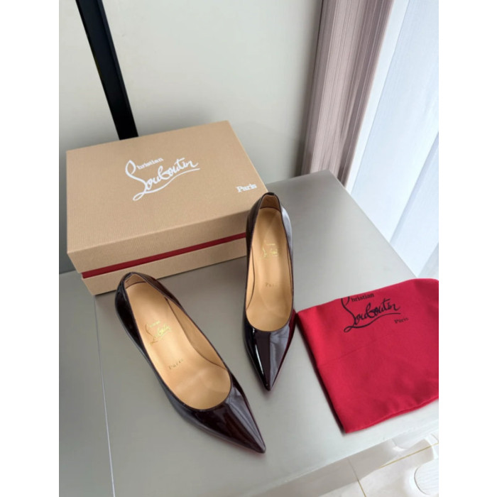 Christian Louboutin Burgundy Patent Leather 100mm Stiletto Heel Kate Pumps