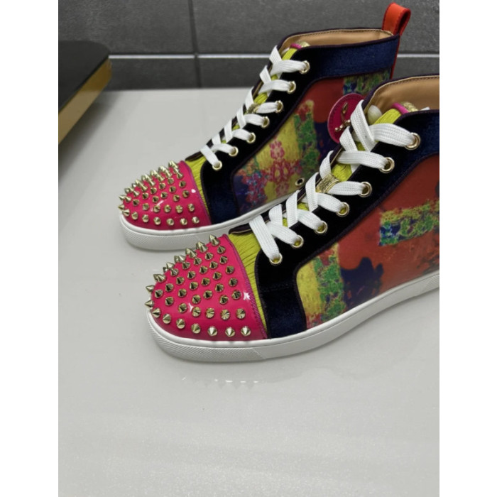 Christian Louboutin Multicolor Tie‑Dye Print Spiked High‑Top Sneakers