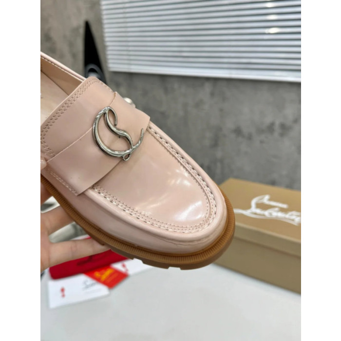 Christian Louboutin Light Pink Patent Leather Chunky Loafer