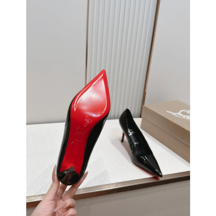 Christian Louboutin Black Patent Leather 85mm Stiletto Heel Pointed‑Toe Pumps