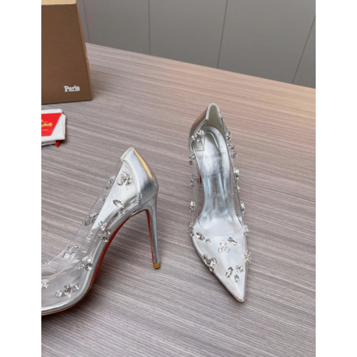Christian Louboutin Clear PVC Crystal‑Embellished 100mm Stiletto heel Pumps