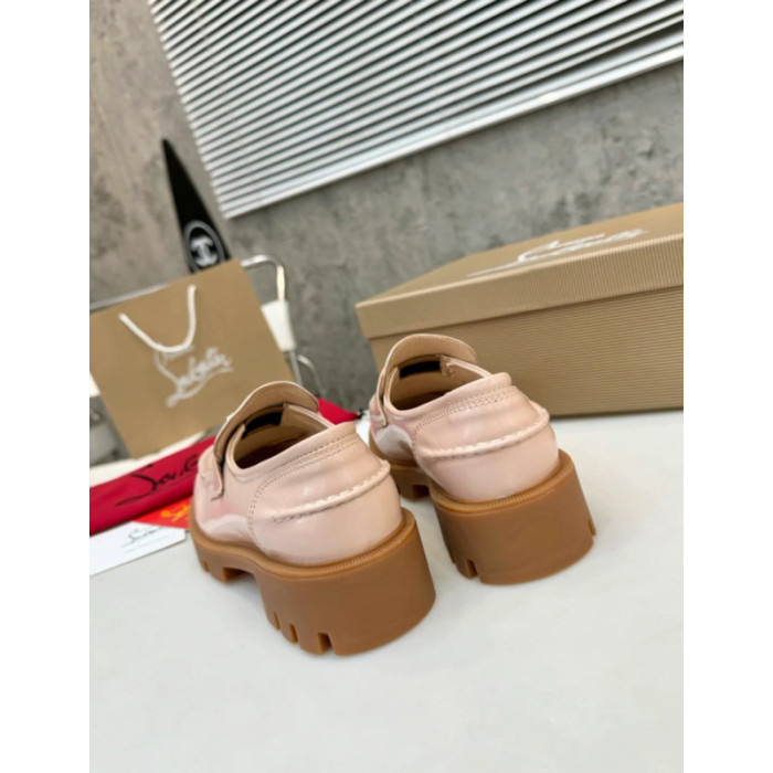 Christian Louboutin Light Pink Patent Leather Chunky Loafer