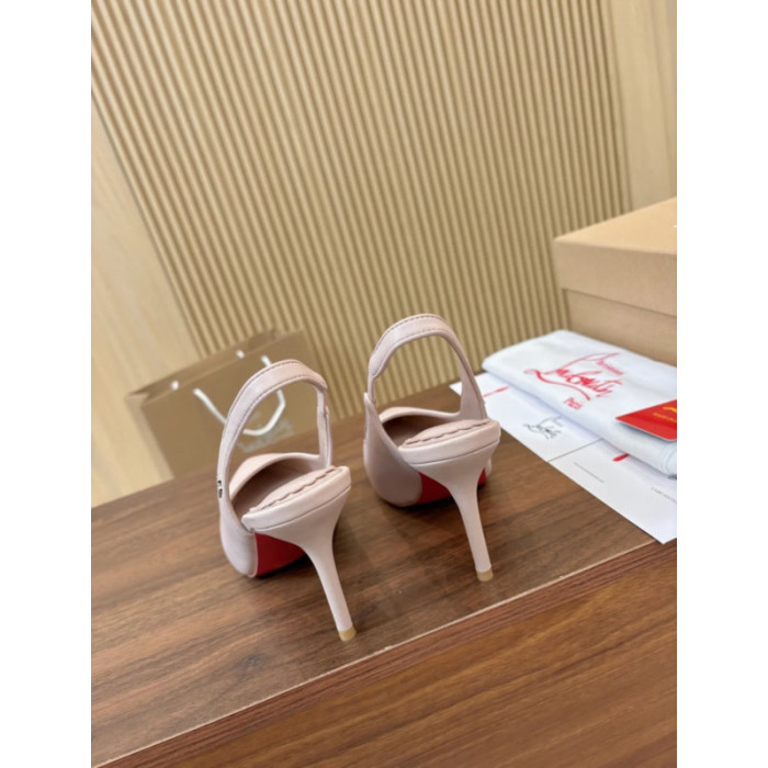 Christian Louboutin Blush Nude Leather 85mm Pointed Toe Slingback Pumps
