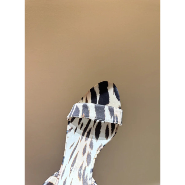 Christian Louboutin Zebra‑Print Satin 100mm Stiletto Heel Wrap‑Tie Sandals