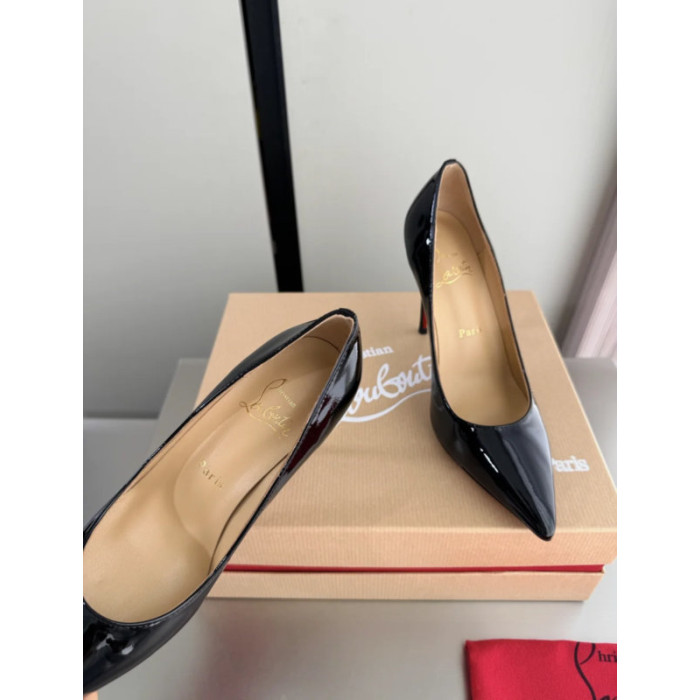 Christian Louboutin Black Patent Leather 100mm Stiletto Heel Kate Pumps