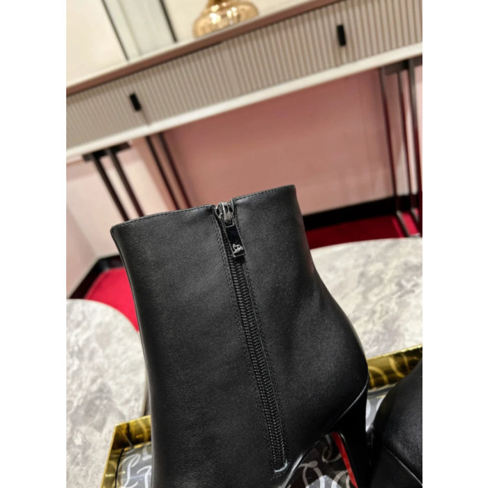 Christian Louboutin Black Leather 85mm Stiletto Heel Pointed Toe Ankle Boots