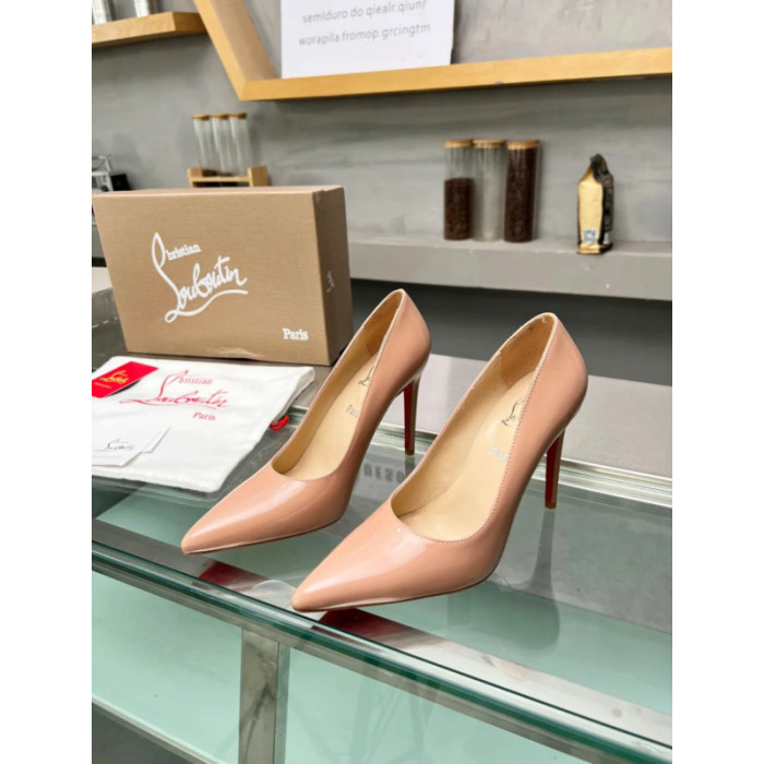 Christian Louboutin Nude Patent Leather Pointed‑Toe 120mm High Heel Pumps