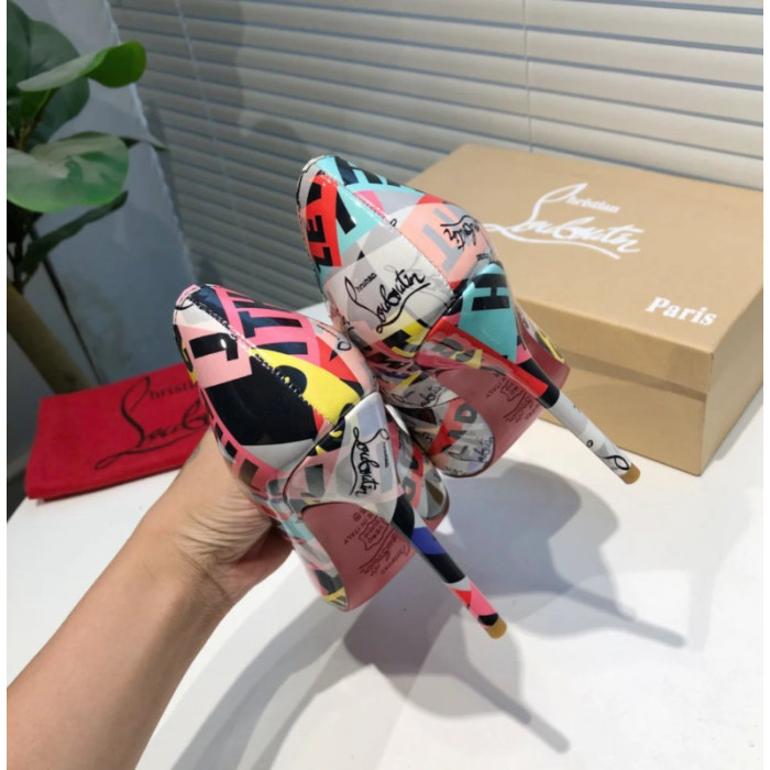 Christian Louboutin Graffiti‑Print Pointed Toe 100mm Stiletto heel Pumps