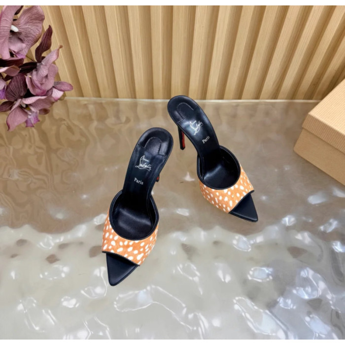 Christian Louboutin Fawn‑Spot Pony Hair 100mm Stiletto Heel Mules