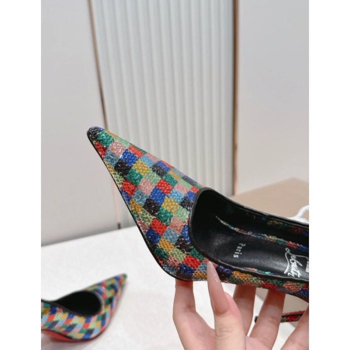 Christian Louboutin Multicolor Checkerboard Sequin 120mm Stiletto Heel So Kate Pumps
