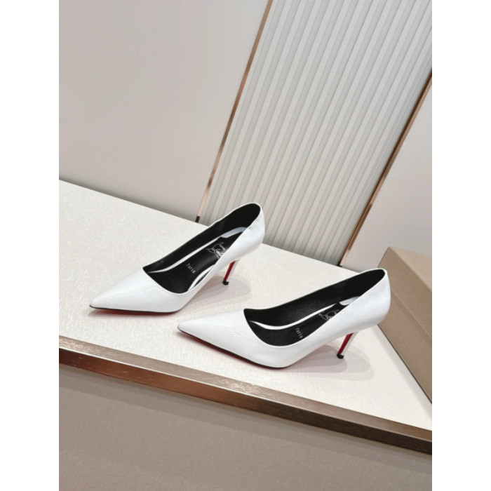 Christian Louboutin White Patent Leather 85mm Stiletto Heel Pointed‑Toe Pumps