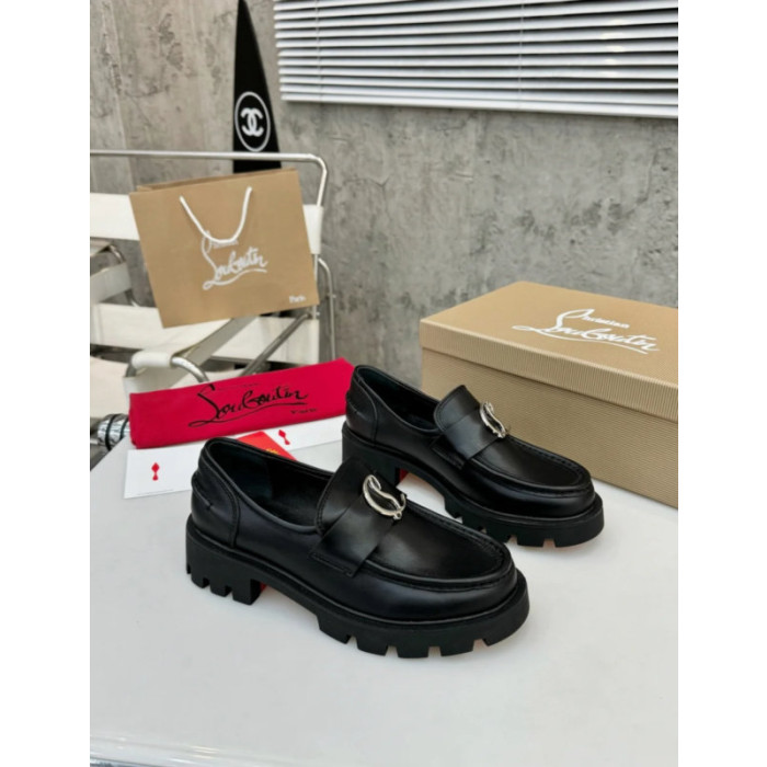 Christian Louboutin Black Leather Chunky Loafer