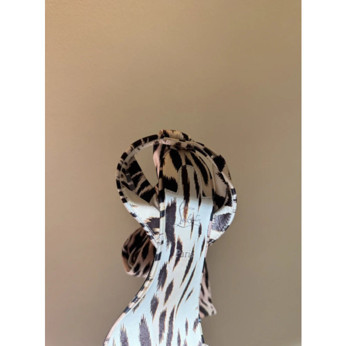 Christian Louboutin Zebra‑Print Satin 100mm Stiletto Heel Wrap‑Tie Sandals