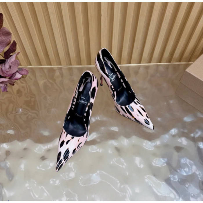 Christian Louboutin Pink Leopard‑Print Patent Pointed‑Toe 120mm Stiletto High Heel Pumps