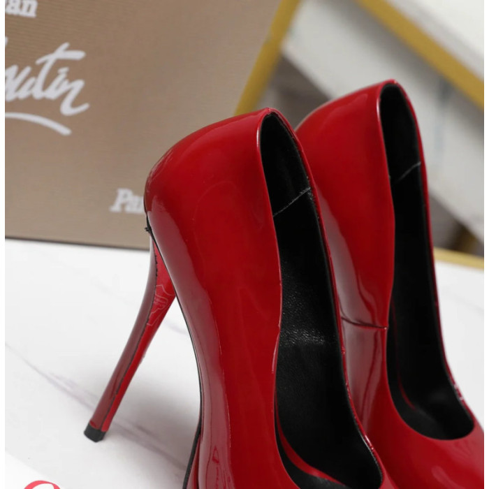 Christian Louboutin Lady Z 120 Red Patent Peep‑Toe Platform Stiletto Heel Pumps