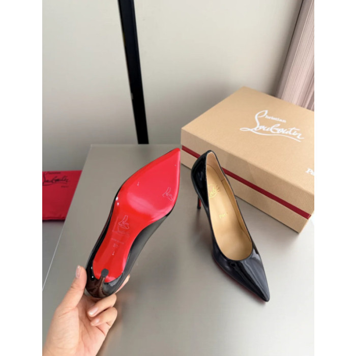 Christian Louboutin Black Patent Leather 100mm Stiletto Heel Kate Pumps