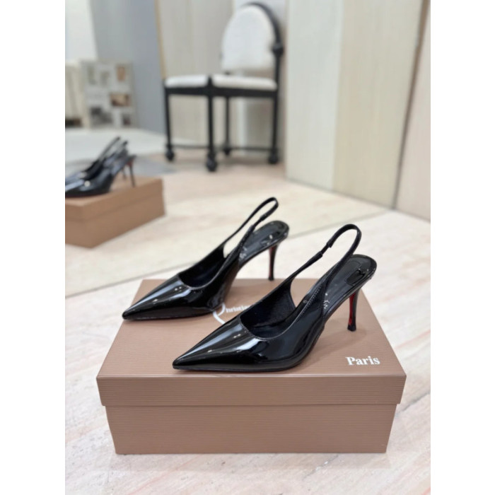 Christian Louboutin Black Patent Leather 120mm Stiletto Heel So Kate Slingback Pumps