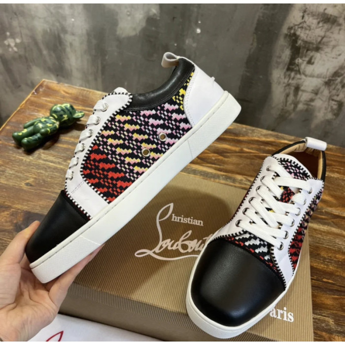 Christian Louboutin Multicolor Tweed Patchwork Low‑Top Sneakers