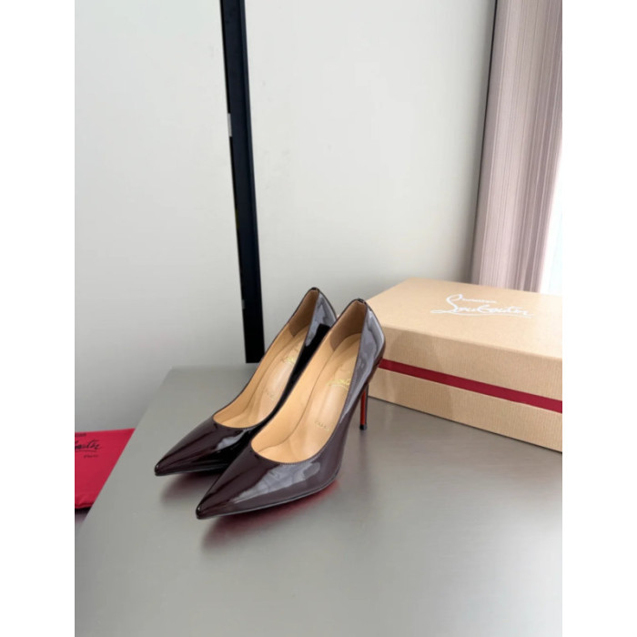 Christian Louboutin Burgundy Patent Leather 100mm Stiletto Heel Kate Pumps
