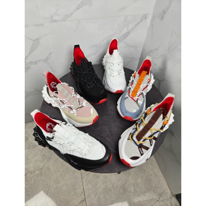 Christian Louboutin Multicolor Bubble‑Sole Lace‑Up Chunky Sneakers Red Lining