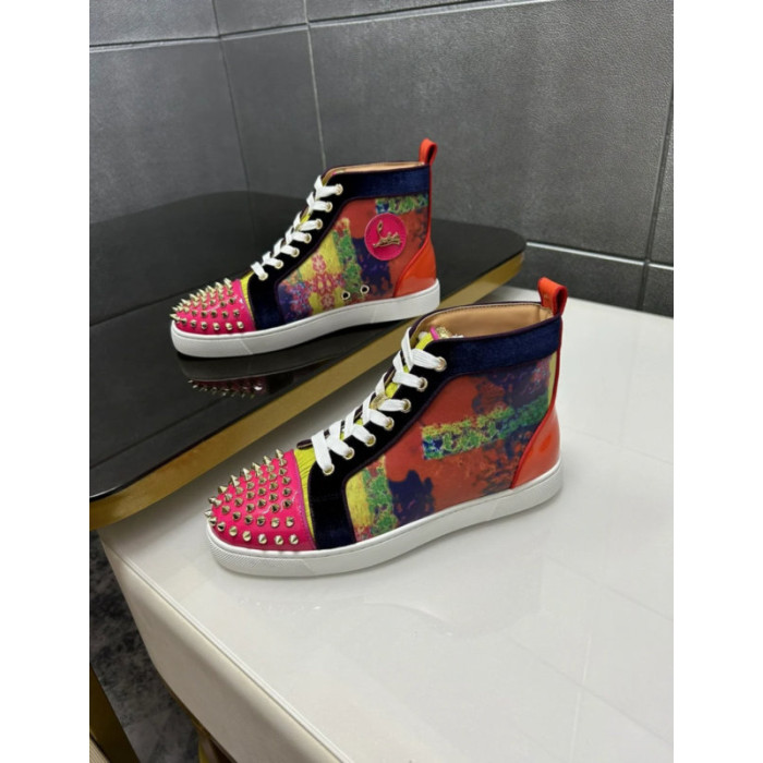 Christian Louboutin Multicolor Tie‑Dye Print Spiked High‑Top Sneakers