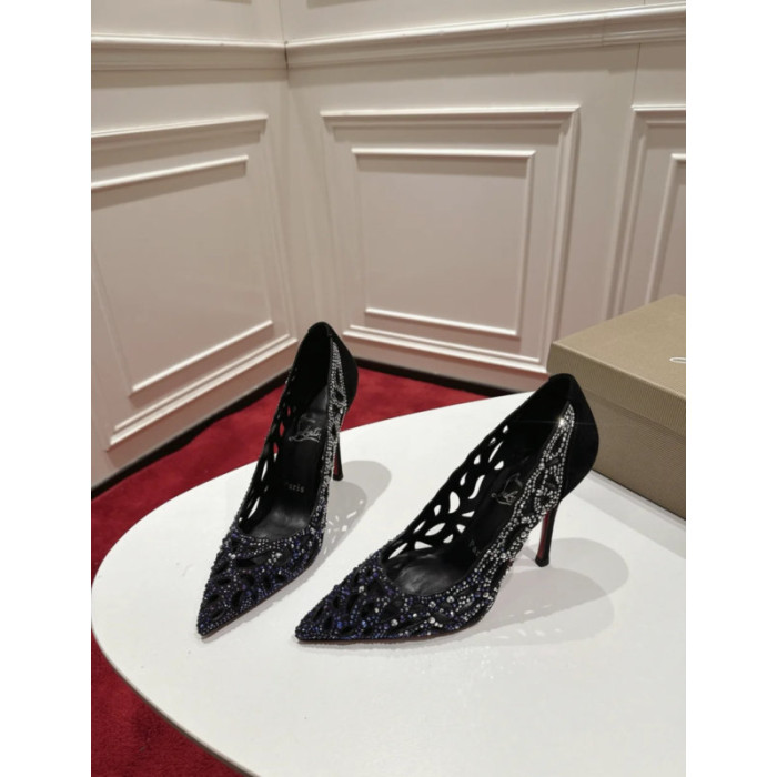 Christian Louboutin Black Suede Crystal Cut‑Out 120mm Stiletto Heel So Kate Pumps