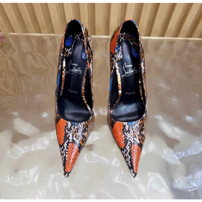 Christian Louboutin Multicolor Python‑Print Pointed‑Toe Stiletto High Heel Pumps