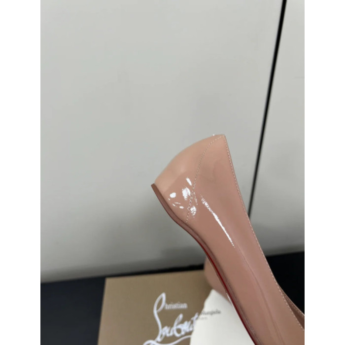Christian Louboutin Nude Patent Leather Tabi Split‑Toe Flat Shoes