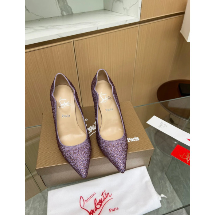 Christian Louboutin Lavender Crystal‑Encrusted Scalloped 100mm heel Pump