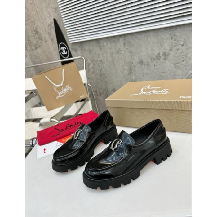 Christian Louboutin Black Patent Leather Chunky Loafer